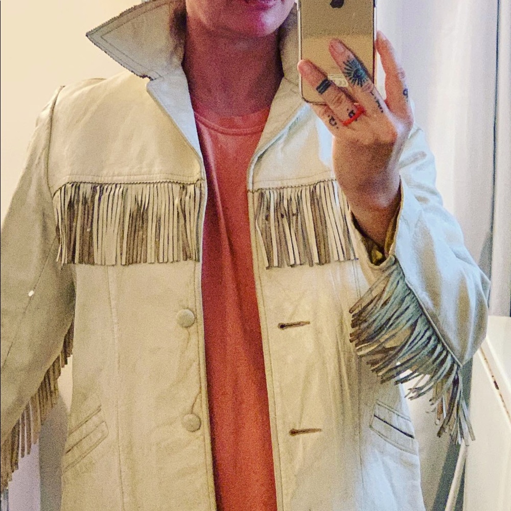 70s leather jacket with fringe